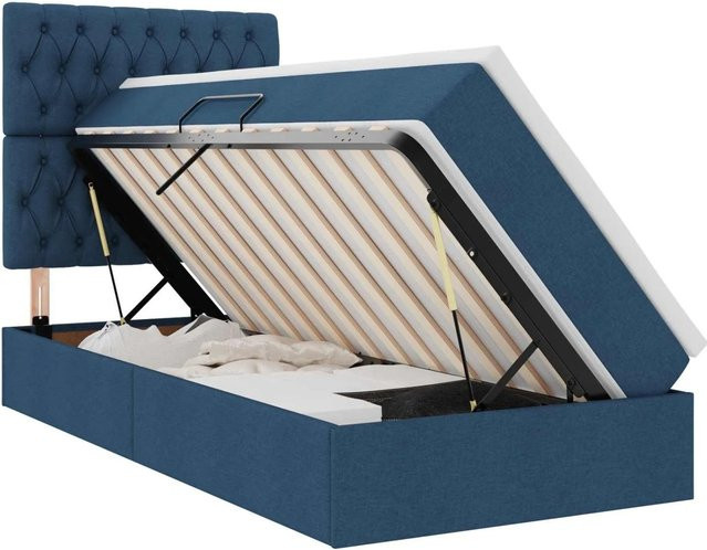 vidaXL Bett mit Stauraum und blauer LED-Beleuchtung in Blau, B/T: 100 x 200 cm - Bild 1
