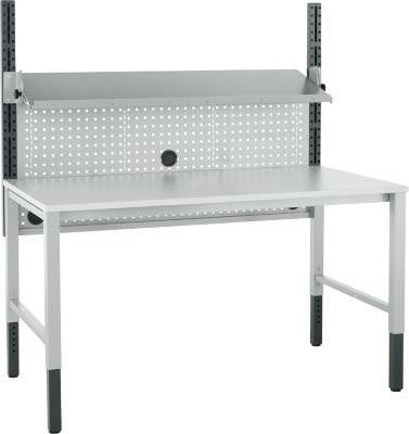 Schäfer Shop Pure Arbeitstischsystem AST31 mit Aufbauten, manuell höhenverstellbar, Melaminplatte, 4-Fuß, lichtgrau, Breite: 150 cm - Bild 1