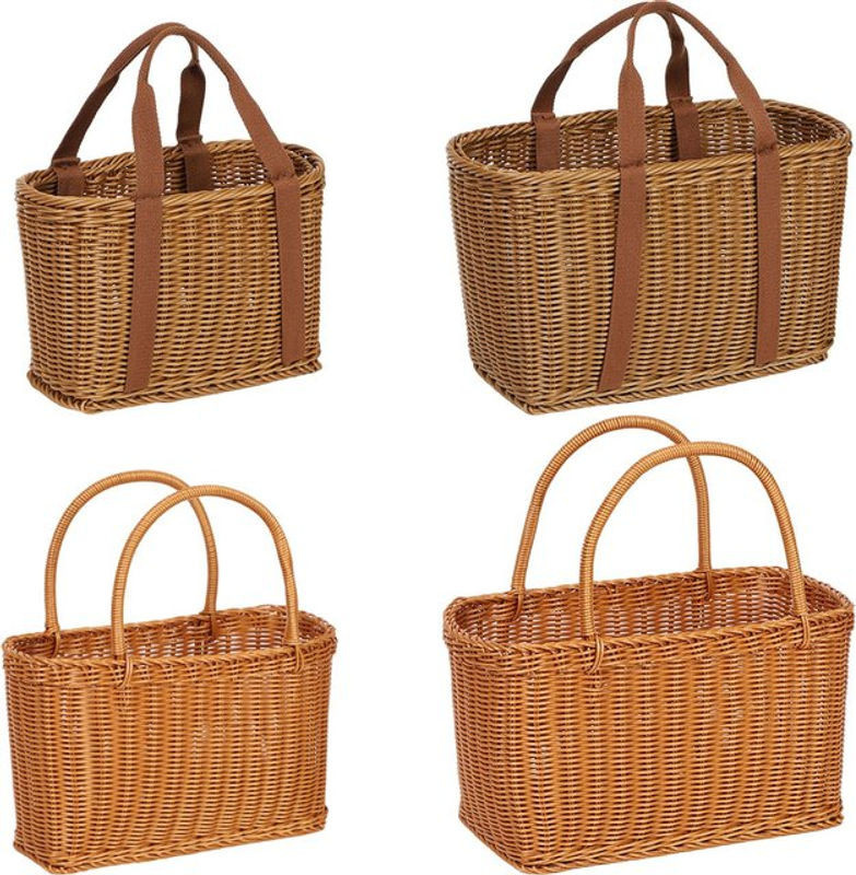 Kesoto Picknickkorb aus Rattan in Braun, Rechteckiger Aufbewahrungskorb im Landhausstil - Bild 1