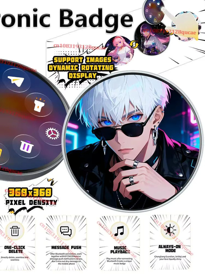 Ola Esporte Anime E-Badge Display Pin mit dynamischem elektronischem Display in Silber und Multicolour - Bild 5