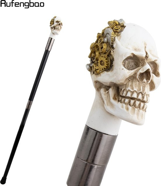 Rufengbao Totenkopf-Gehstock, Weiß, Kunststoff, 93cm - Bild 1