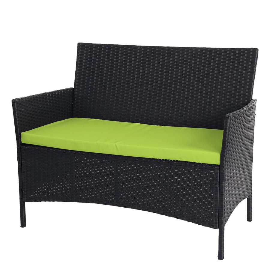 MCW Poly-Rattan Gartenbank Hamar in Anthrazit mit grünen Kissen - Bild 2