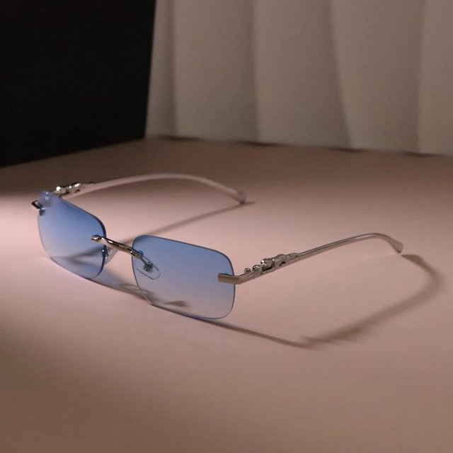 Yiran toy Sonnenbrille, randlos, rechteckig, Metall, Unisex, grau, blau - Bild 1