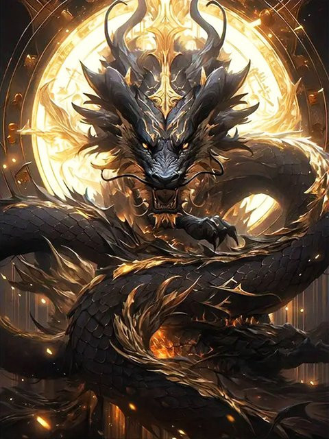 YUTTEE 5D-Diamant-Mosaik Drache, rundes Gemälde, Tier-Komplettset, adults - Bild 1