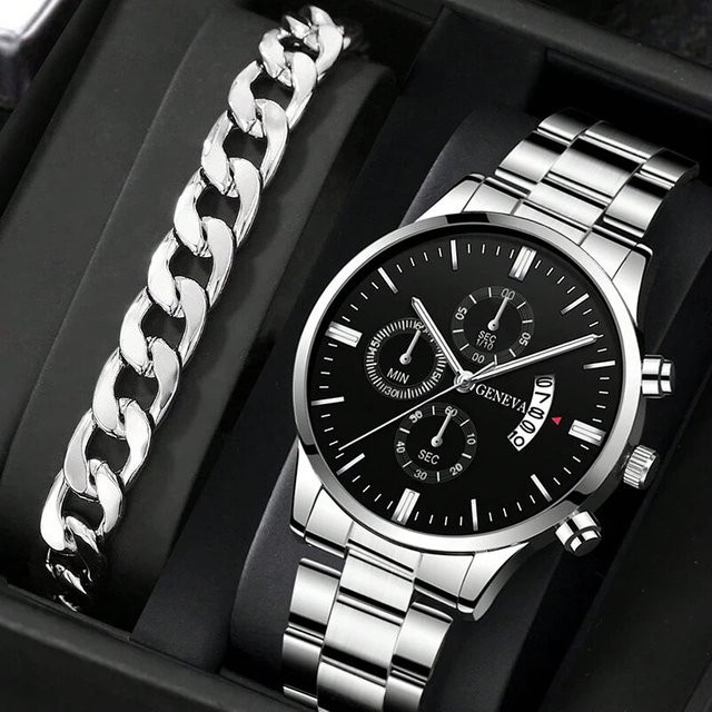 DEYROS Armbanduhr Edelstahl, Quarz, Schwarz, Herren - Bild 1