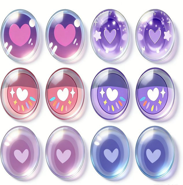 Herz-Spielzeugaugen, violett, oval, Glascabochons, DIY-Schmuckherstellung - Bild 1