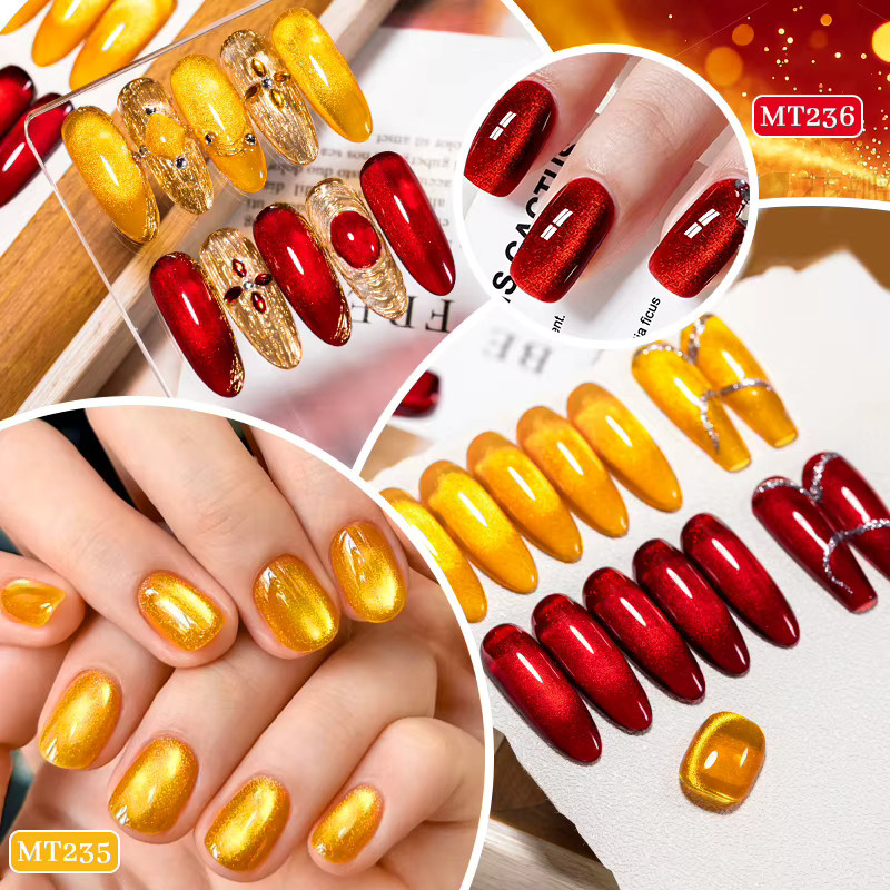 Mtssii Magnetischer Gel-Nagellack, Rotgoldener Glitzer, 7 ml - Bild 5