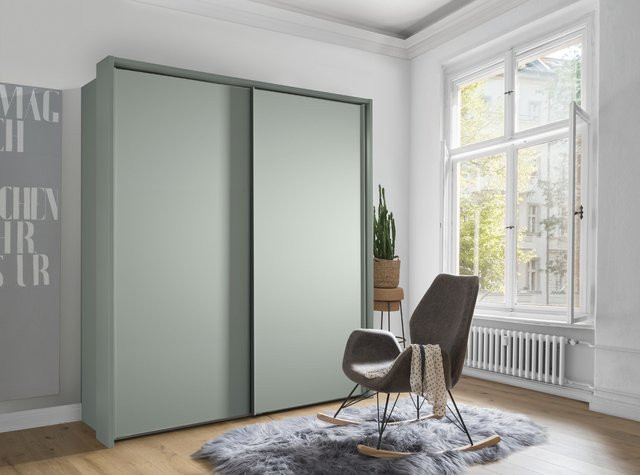 Kleiderschrank Rolf Weber WEEZE in Grün mit Schiebetüren und integrierten Schubladen, B/T/H: 120 x 67 x 217 cm - Bild 1