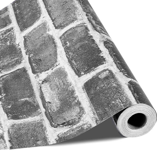 Selbstklebe Tapete in grauer Ziegeloptik von Buying Solutions, MB, wasserfest und lichtecht, Breite: 45 cm, Länge: 10 m - Bild 1
