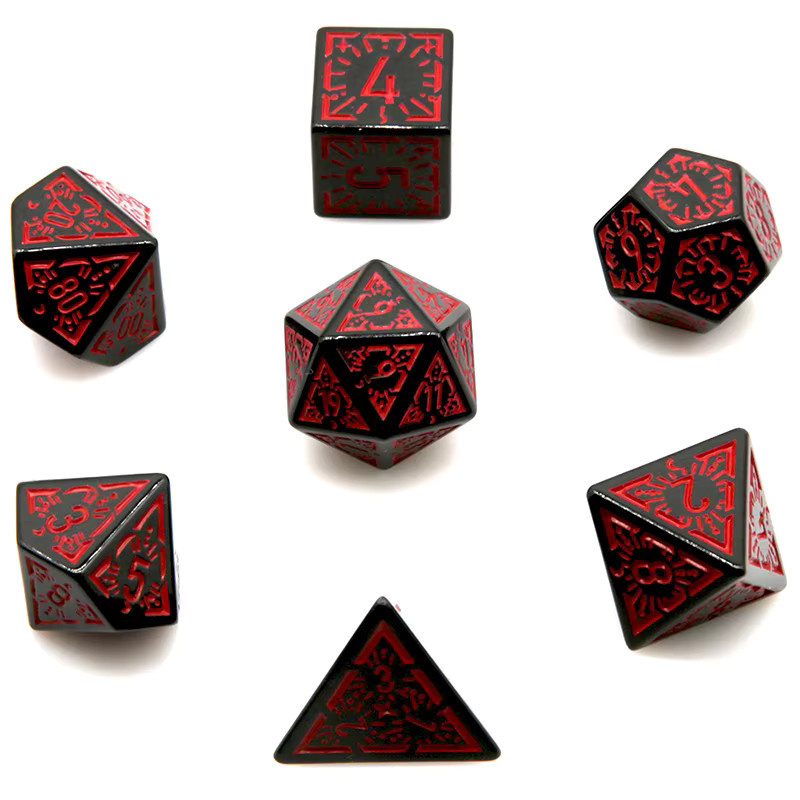 Red Dawn Stars D20 Würfel, 7-teiliges Set, Fantasy - Bild 2