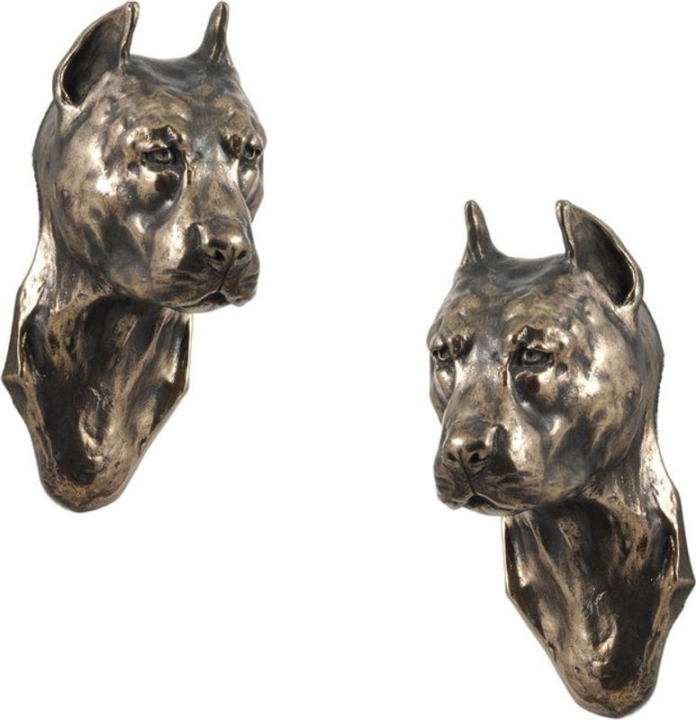 Hängende Hundestatue American Staffordshire Terrier Amstaff III von Art-Dog in Braun aus Kunstharz und Metall - Bild 1
