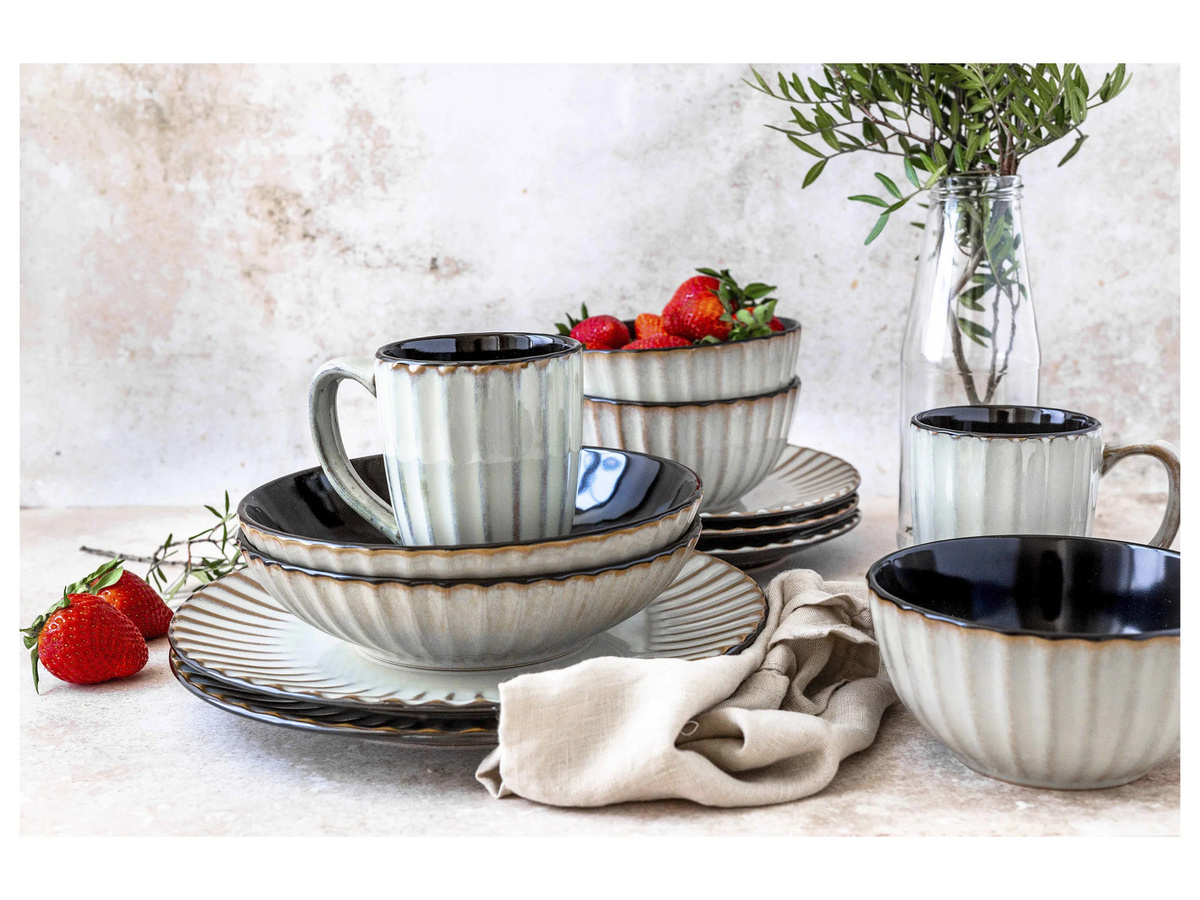 Mäser Confino Frühstücksset aus Steinzeug, 12-teilig, Beige/Braun/Schwarz - Bild 2