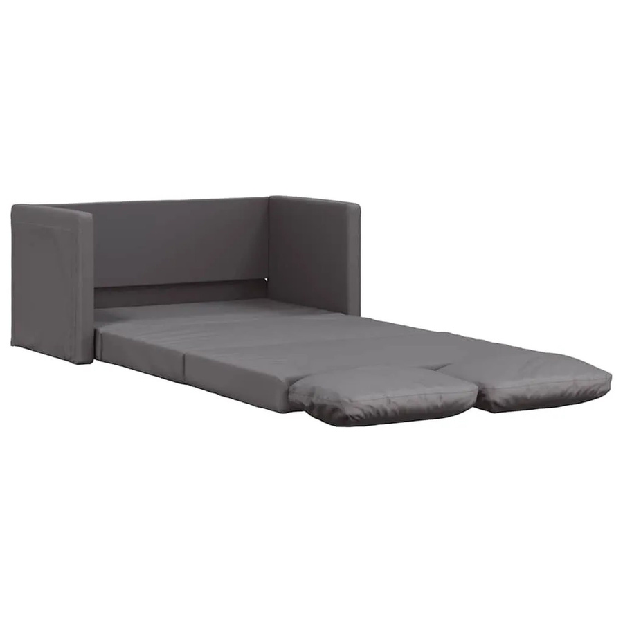 vidaXL Bodensofa mit Schlaffunktion in Grau aus Kunstleder mit Metallrahmen, B/T/H: 174 x 112 x 55 cm - Bild 2