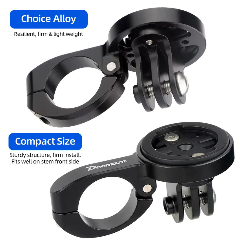 Deemount Fahrradcomputerhalterung TT Lenkerhalterung inklusive 3 Adapter für Garmin, Bryton und Wahoo sowie Halterung für GoPro in Schwarz - Bild 2