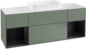 V&B Waschtischunterschrank Finion mit Wandbeleuchtung in Blau lackiert, Breite: 160 cm, Tiefe: 50,1 cm, Höhe: 50,1 cm - Bild 1