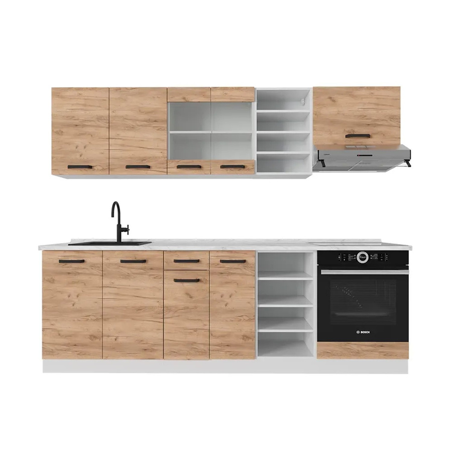 Vicco R-Line Küchenzeile Goldkraft Eiche Weiß Anthrazit modern B/T/H: 240 x 60 x 81,6 cm - Bild 2