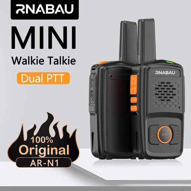 RNABAU Mini Walkie-Talkie MT-N1 Professionelles UHF Zwei-Wege-Funkgerät mit 16 Kanälen in Schwarz, kompatibel mit Baofeng - Bild 1