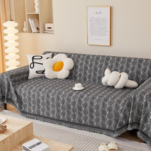 Waschbarer Sofabezug in Grau, weicher und haustierfreundlicher Sofaüberwurf mit Jacquard-Design, B/T: 180 x 130 cm - Bild 1