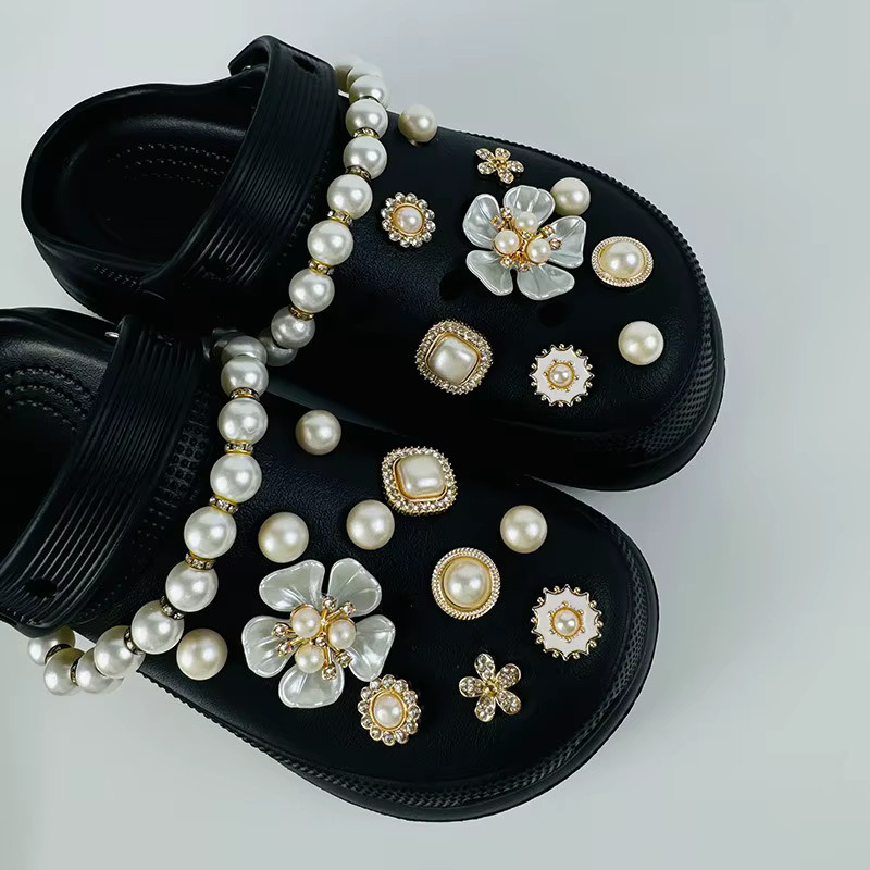 FHLDING Schuh Charm, Wasser Diamant, Perle, Blume, Kette, Schnalle, 22 Stück - Bild 5