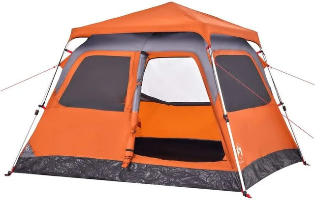 vidaXL Kuppel-Campingzelt für 4 Personen in Grau und Orange mit Quick Release System 4004232 - Bild 1