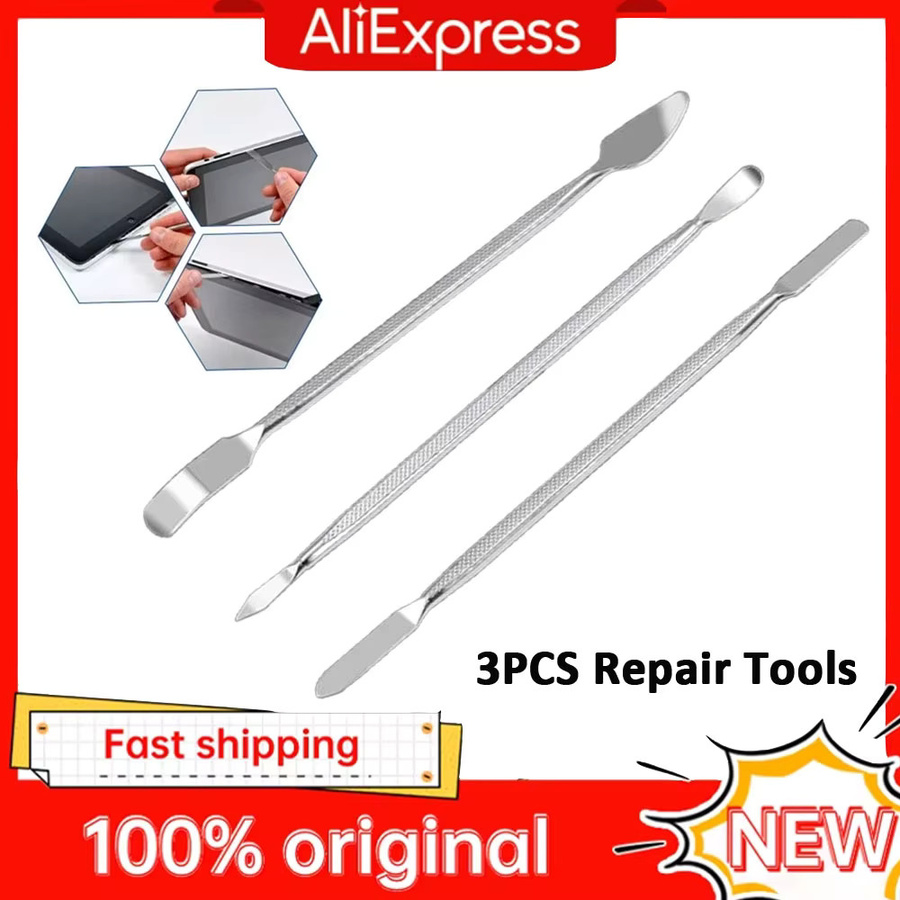3er Set Metall Reparatur Werkzeug Kit mit Klingen und Spudger für Smartphone, Tablet und PC in Silber - Bild 2