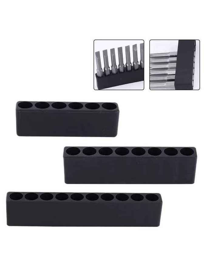 VIBRATITE Bithalter Set aus Kunststoff mit 6, 8 und 10 Löchern für 1/4 Sechskantschaft in Schwarz, 3 Stück - Bild 4
