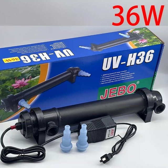 JEBO UV-Sterilisatorlampe Schwarz als Wasserreiniger für Aquarium, Teich und Fischbecken mit 5W bis 36W Leistung - Bild 1