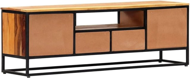 vidaXL TV-Schrank aus massivem Altholz und Stahl in Braun, B/T/H: 120 x 30 x 40 cm - Bild 1