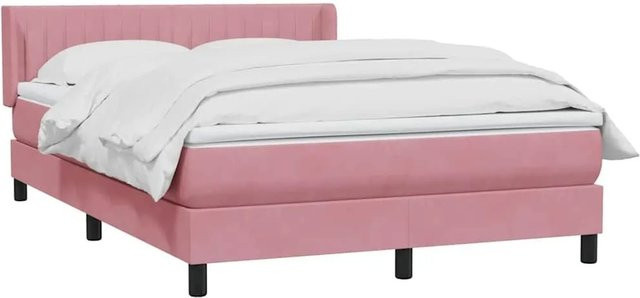 vidaXL Boxspringbett mit Matratze in Rosa, Hybrid-Bett mit Taschenfederkern aus Samt, B/T/H: 140 x 210 x 78 cm - Bild 1