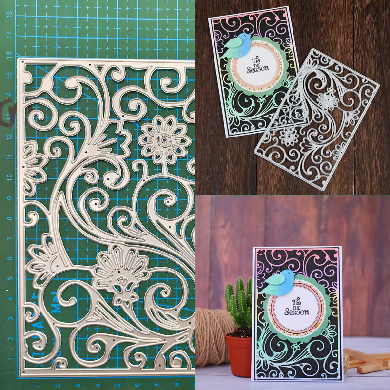 Metall Schneidestempel und Prägeschablonen mit Blumenmuster in Rot und Silber für DIY Bastelarbeiten und Scrapbooking - Bild 2
