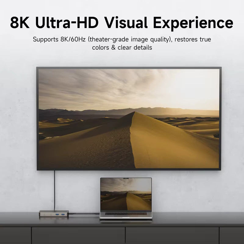 Hagibis USB4 Dockingstation Triple Display Hub in Grau, kompatibel mit Thunderbolt 4/5, 40 Gbit/s und 8K Auflösung für MacBook Pro und Air Laptops - Bild 4