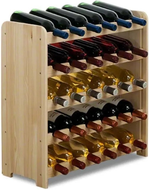 PROREGAL Weinregal Pinotwine aus massivem Kiefernholz, Natur Unbehandelt, H x B x T: 61,6 x 63,2 x 26,5 cm, Platz für 30 Flaschen - Bild 1