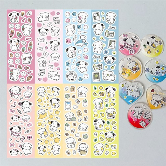 Gooka Dekorative Cartoon Welpen Aufkleber, Wasserdichte Laser DIY Sticker, Mehrfarbig - Bild 1