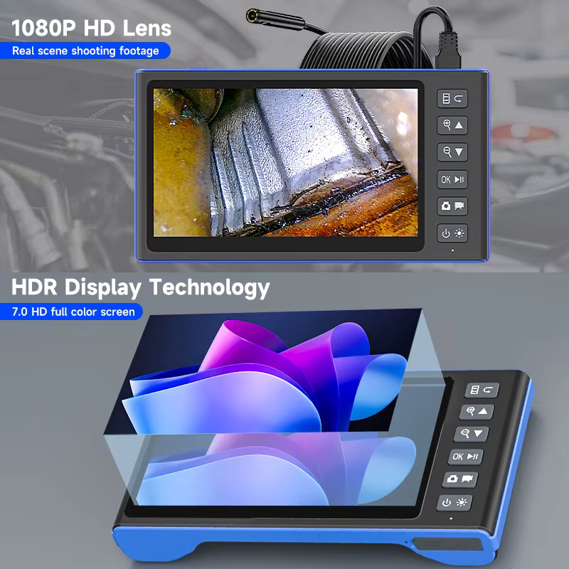 ENWOR HD1080p Dual Triple Lens Endoskop Kamera mit 7 Zoll Bildschirm und 32GB TF-Karte, 9,5 Grad automatische Drehung für die Auto Inspektion - Bild 4