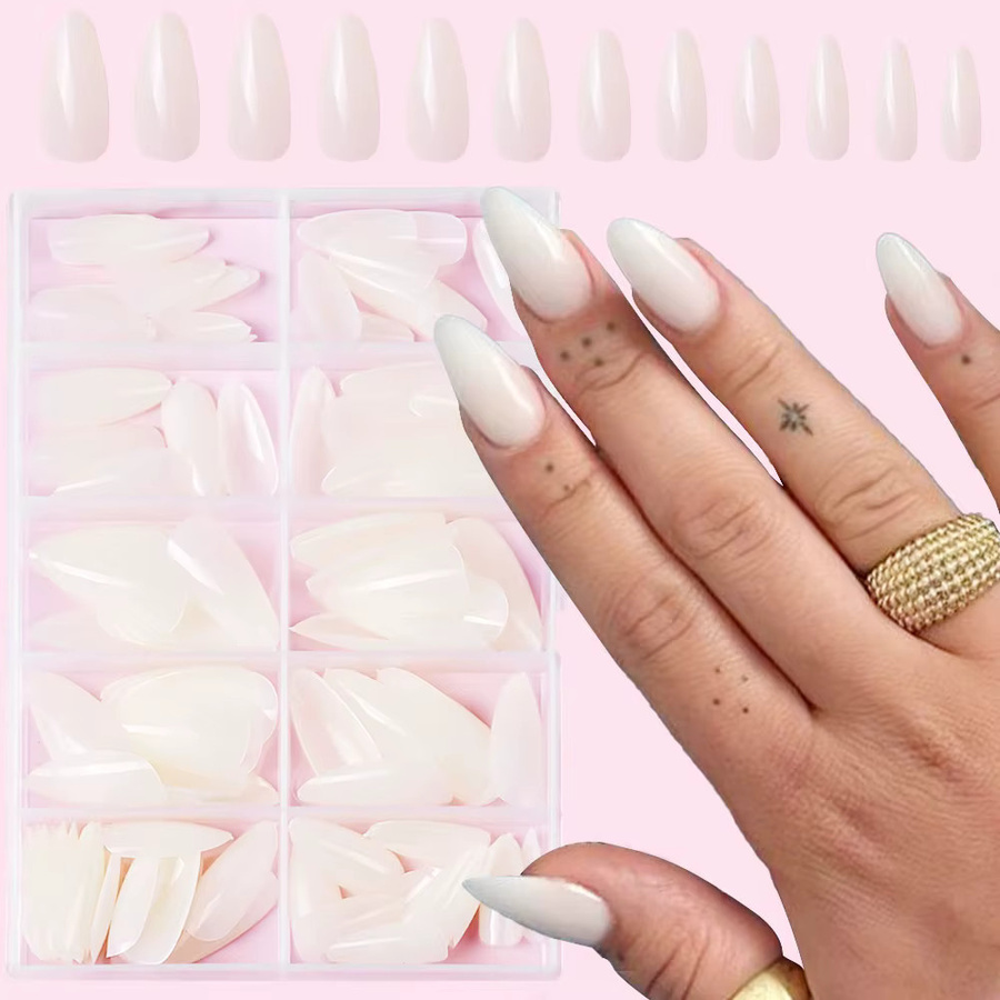 MAFANAILS Kunstnägel Mandel-Form, milchig-weiß, glänzend, 120 Stück - Bild 2