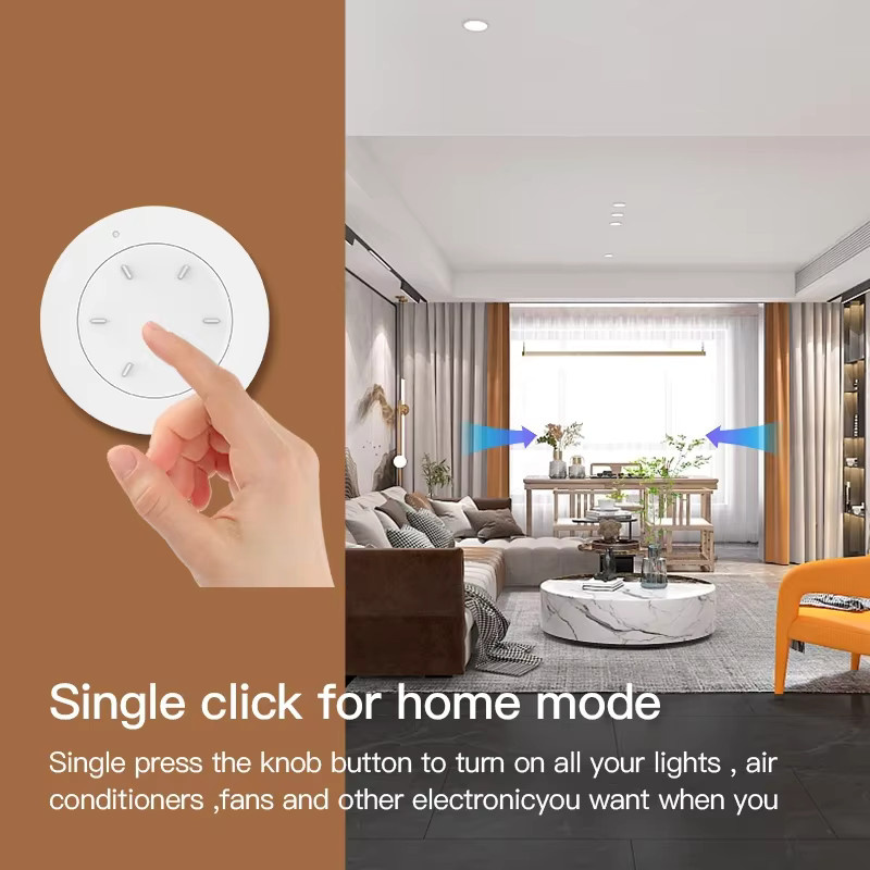 HIMOJO ZigBee Smart Knob Dimmer, abnehmbarer kabelloser Szenenknopf zur Lichtautomatisierung für Tuya Smart, Beige/Weiß - Bild 3