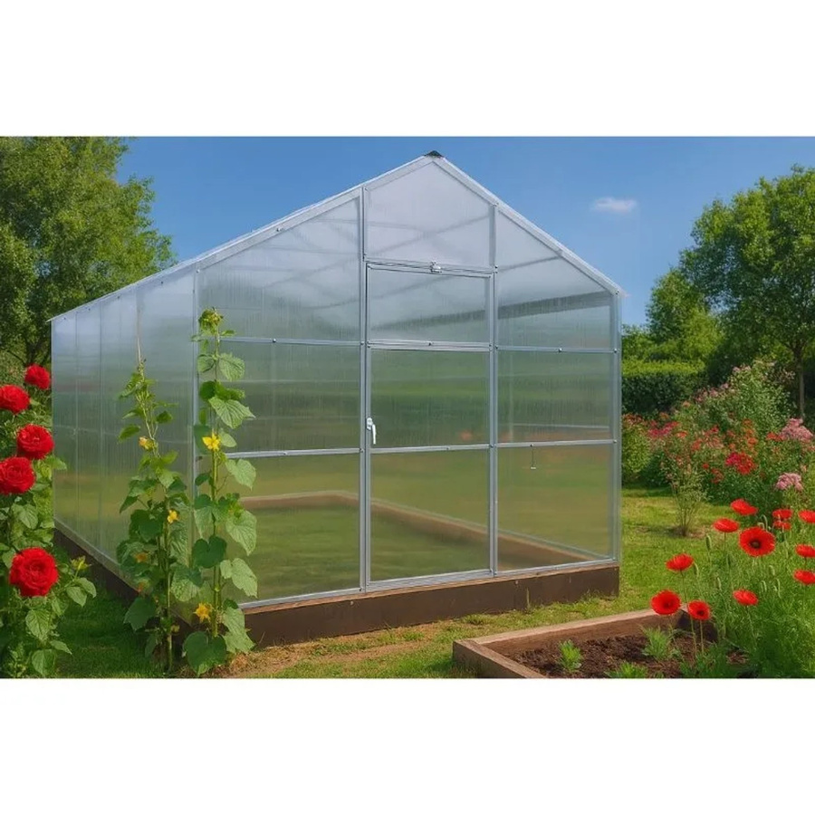 Garten Dream Gewächshaus Flora mit 6mm Polycarbonat und Satteldach, transparent, B: 400 cm, T: 300 cm, H: 240 cm - Bild 2