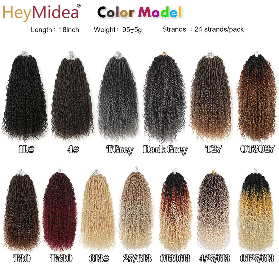 HeyMidea Goddess Locs Häkelhaar-Zöpfe, lockige Faux Locs, Schwarz, Damen - Bild 3