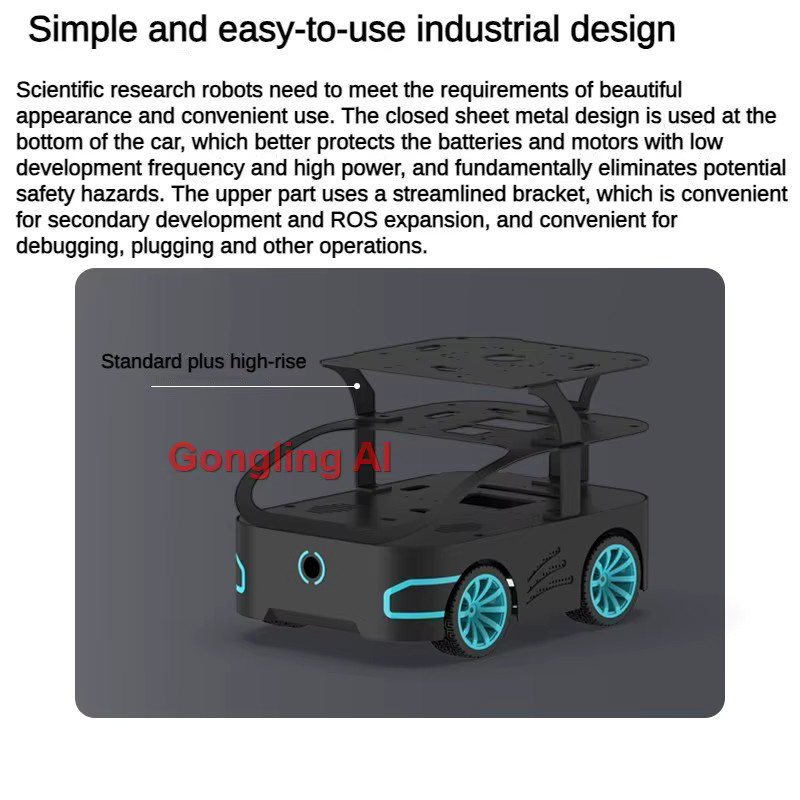 GoLingLing Omnidirektionales Programmierbares Roboter-Auto-Chassis mit Motor, Schwarz - Bild 3