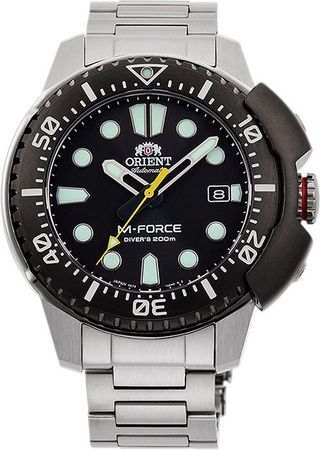 Orient Armbanduhr M-Force, Automatik, Edelstahl, Schwarz, 45 mm, Herren