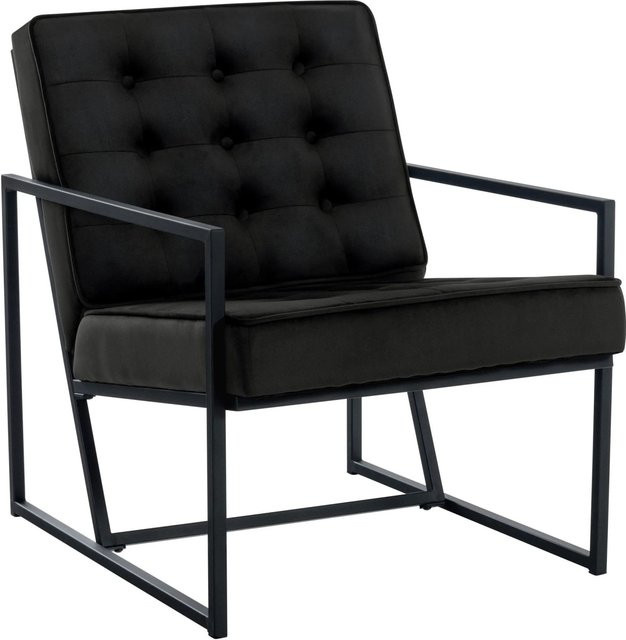 DELUKE Lounger Sessel NAMUR Clubsessel aus Samt in Schwarz mit Metallrahmen B/T/H: 63 x 83 x 79,5 cm - Bild 1