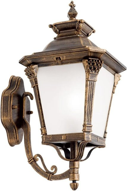 Orion Leuchten Außen Wandleuchte Patina in Goldfarben mit Glas und Siluminguss, E27, 60W, Aufwärtsstrahler - Bild 1