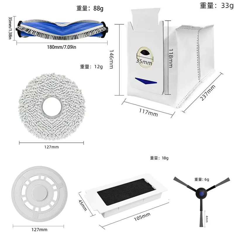 Ecovacs Zubehör Set mit Bürsten, Filtern und Staubbeuteln für Deebot T30 Pro Omni, T30 OMNI, T30e Pro sowie YEEDI M12 ULTRA PLUS und M12 Pro+ - Bild 2