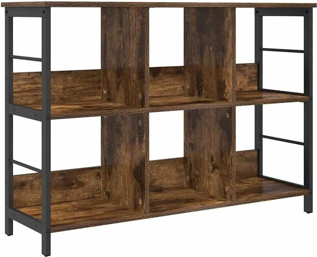 vidaXL Bücherregal im Industriestil aus Holzwerkstoff und Stahl, Farbe Brauneiche, B/T/H: 102 x 32 x 72,5 cm - Bild 1
