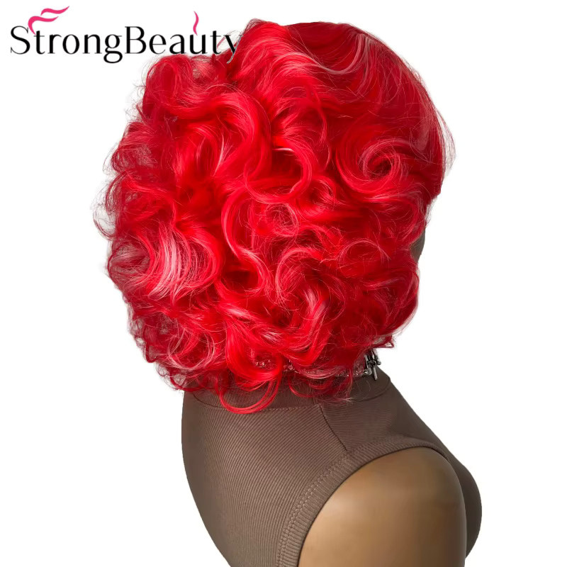 StrongBeauty Lace-Front-Perücke, orange-rot, synthetisch, Damen - Bild 2