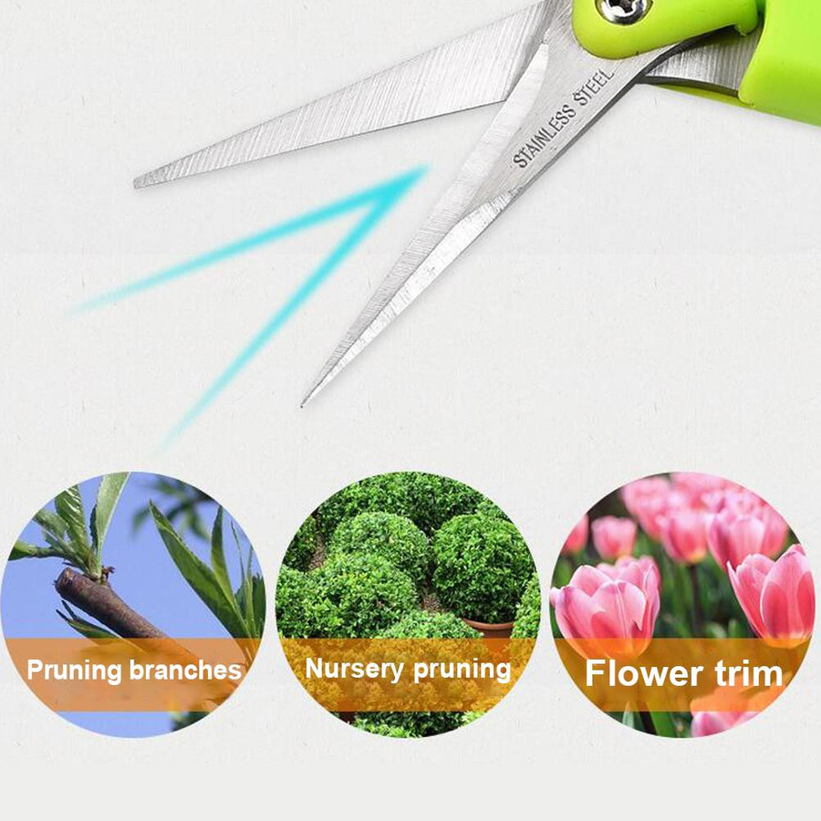 KONNWEI Gartenschere mit rutschfestem Griff und Edelstahl Schneidwerkzeug in Grün - Bild 2