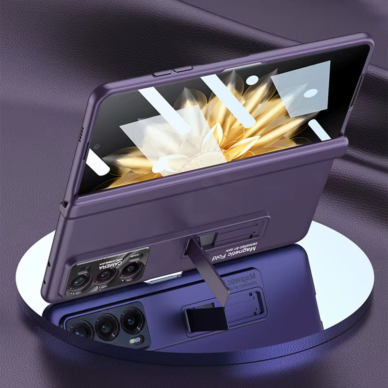 Schutzhülle für Honor Magic V2 mit magnetischem Scharnier, mattes Hardcover mit Glas-Display-Schutz und Standfunktion, Farbe: Lila - Bild 3