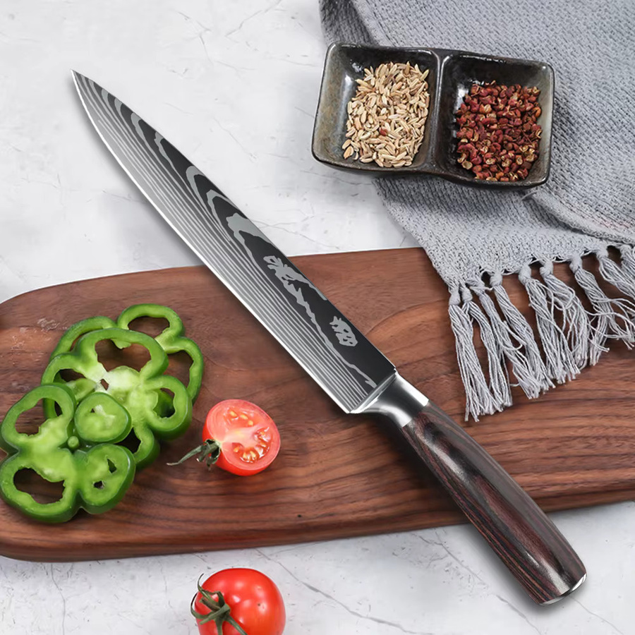 MDHAND Japanisches Küchenmesser aus Edelstahl als scharfes Schnitzmesser und Sushi-Messer, Länge: 20,32 cm - Bild 4