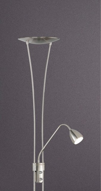 Trio LED-Deckenfluter 2-flammig in Nickel matt mit satiniertem Glas, dimmbar, warmweiß - Bild 1