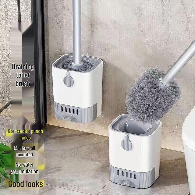 Bahaiao Wandmontiertes Toilettenreinigungsbürsten-Set aus Kunststoff in Grau - Bild 1